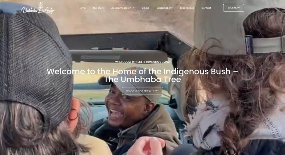 Umbhaba Eco Lodge website — live build